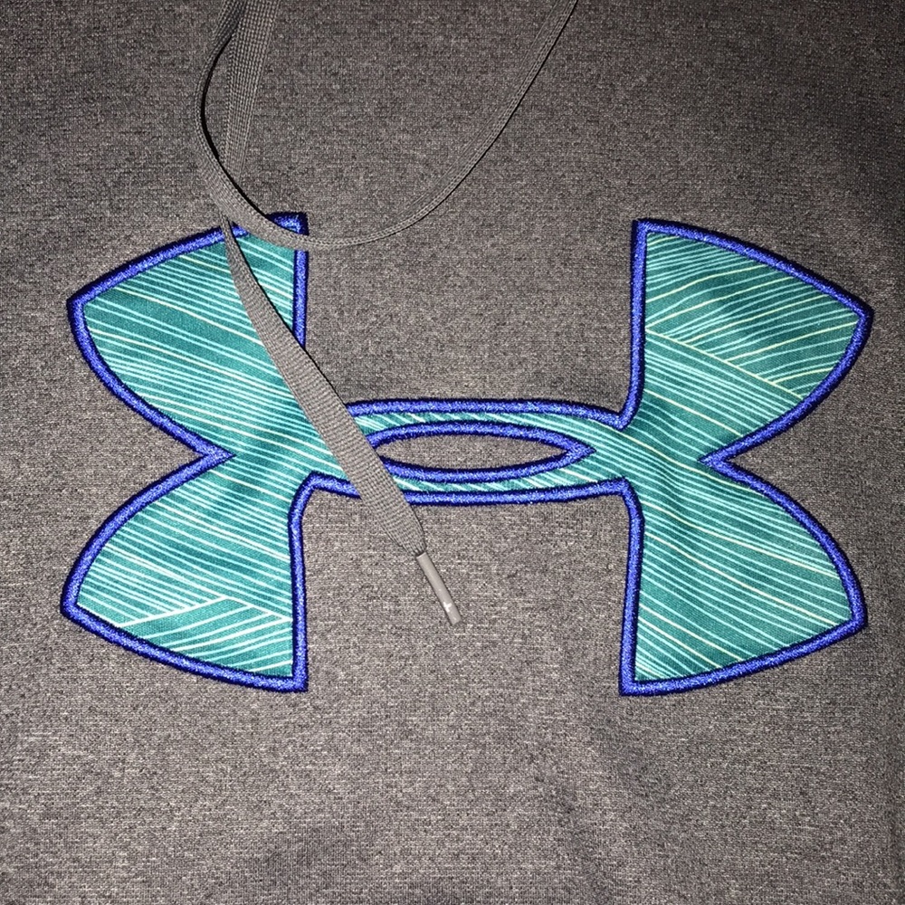 Under Armour Gray and Blue Hoodie Sport Semi Fitted Coldgear S